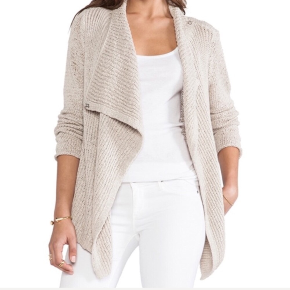 360 Sweater “Hayden” Faux Wrap Cardigan in White
